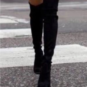 New  ,  Fabric upper -over  the knee  boot leather outsole